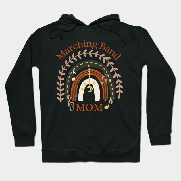 Marching Band Mom Boho Rainbow Music Notes Hoodie by MalibuSun